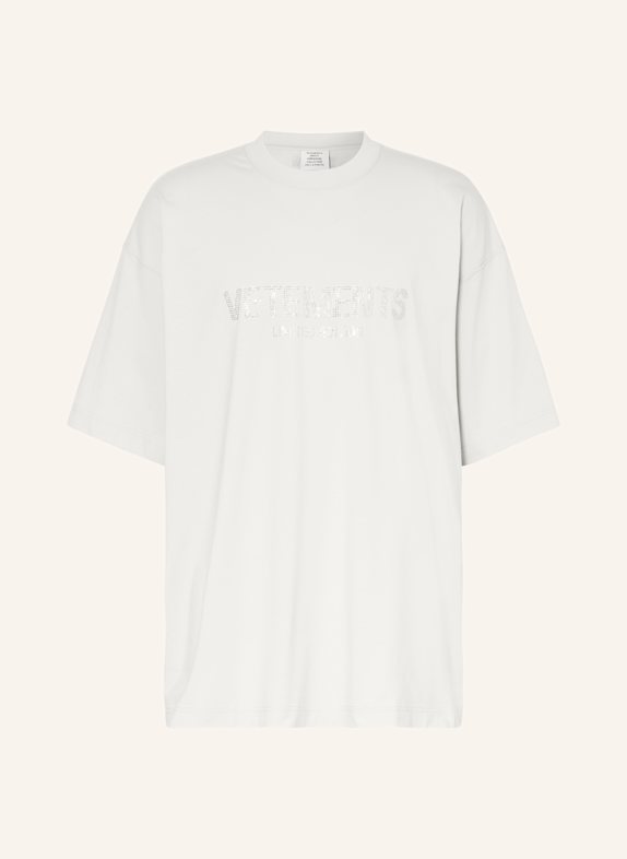 VETEMENTS Oversize-Shirt mit Schmucksteinen HELLGRAU