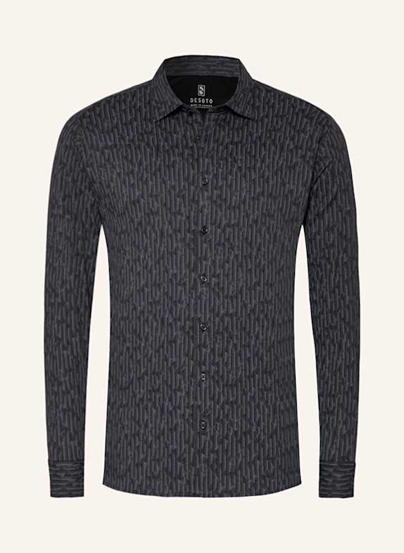 DESOTO Jerseyhemd Slim Fit SCHWARZ/ DUNKELGRAU/ GRAU