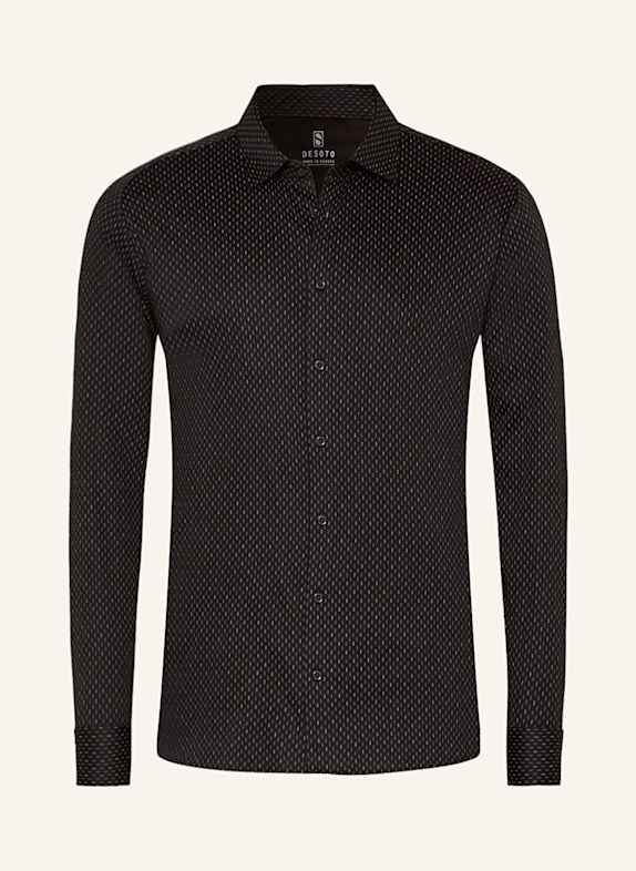 DESOTO Jerseyhemd Slim Fit SCHWARZ/ DUNKELGRAU/ GRAU