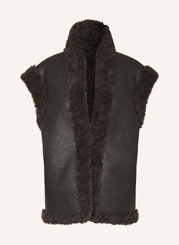 STUDIO AR Leather skirt BARA DARK BROWN