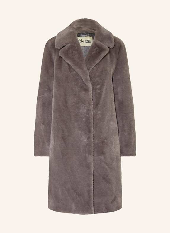 HERNO Faux fur coat DARK GRAY
