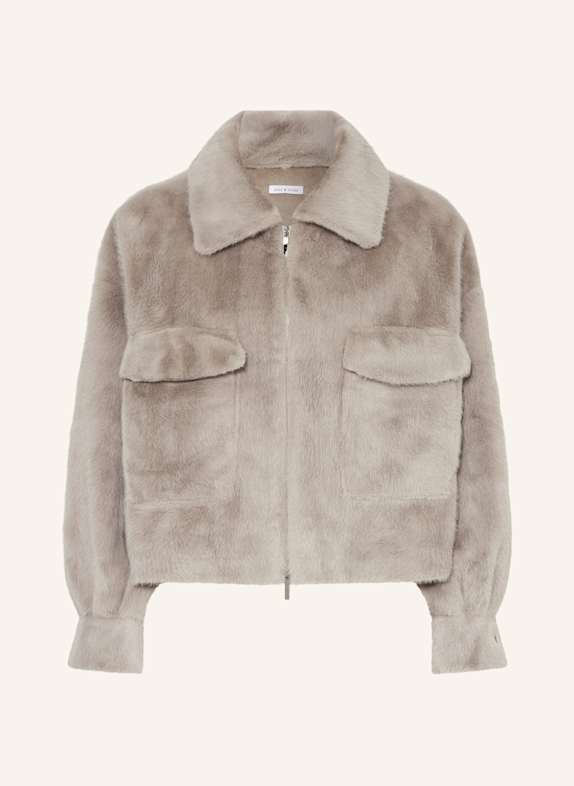 MRS & HUGS Kunstfell-Jacke TAUPE