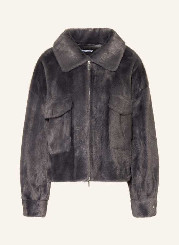 MRS & HUGS Bunda z umělé kožešiny TMAVĚ ŠEDÁ