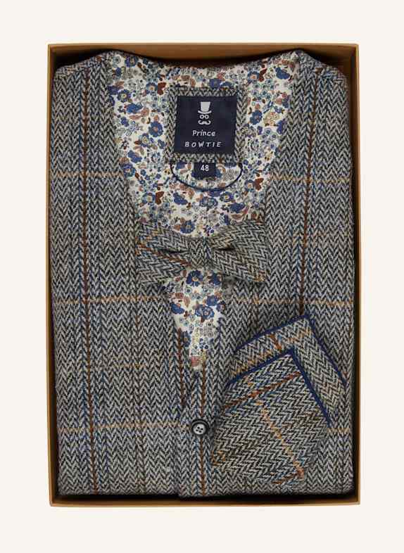Prince BOWTIE Set: Anzugweste, Fliege und Einstecktuch DUNKELGRAU/ HELLGRAU/ BLAU
