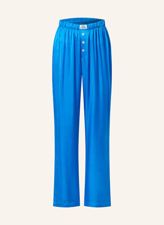 LOVE Stories Schlafhose THEODORE aus Satin BLAU