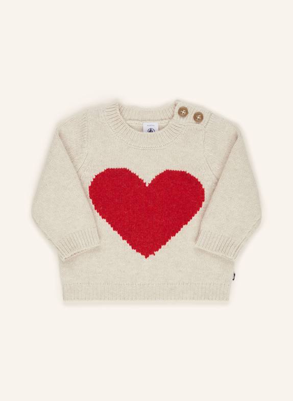 PETIT BATEAU Pullover BEIGE/ ROT