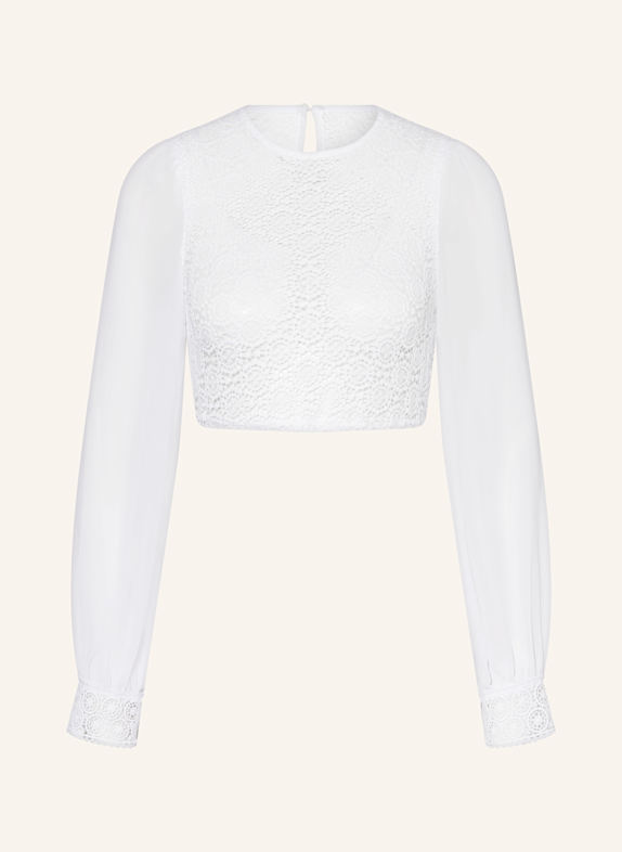 Johann & Johanna Dirndlbluse mit Lochspitze WEISS