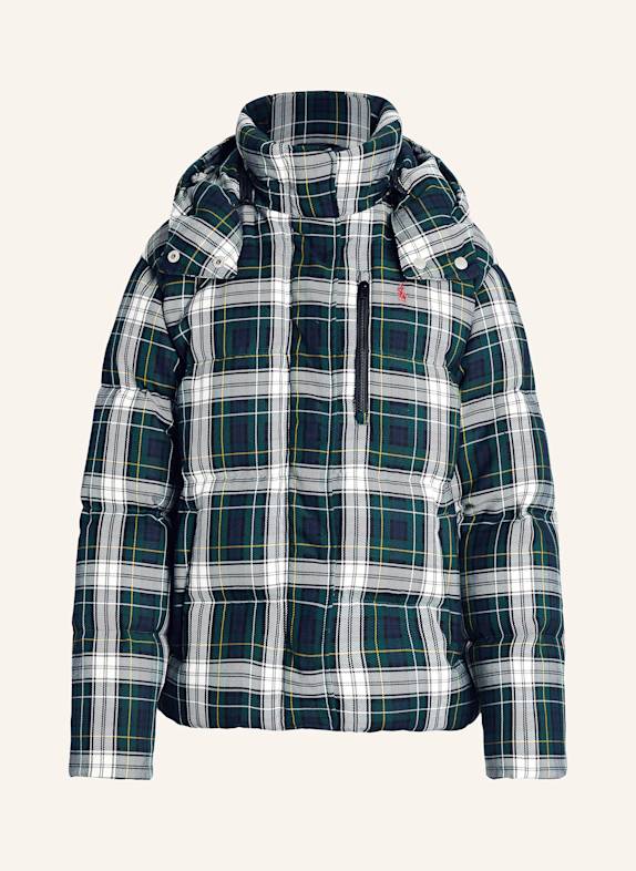 POLO RALPH LAUREN Daunenjacke mit abnehmbarer Kapuze DUNKELGRÜN/ DUNKELBLAU/ ECRU