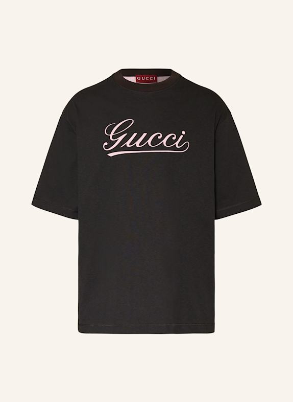 GUCCI T-shirt CZARNY/ RÓŻOWY