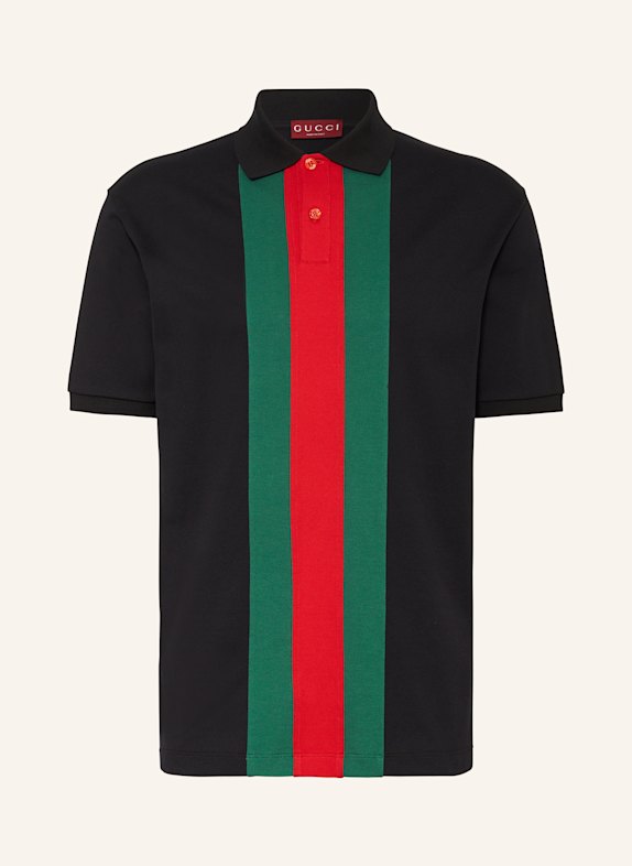 GUCCI Koszulka polo z piki CZARNY/ CZERWONY/ ZIELONY