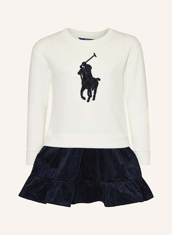 POLO RALPH LAUREN Kleid im Materialmix WEISS/ DUNKELBLAU