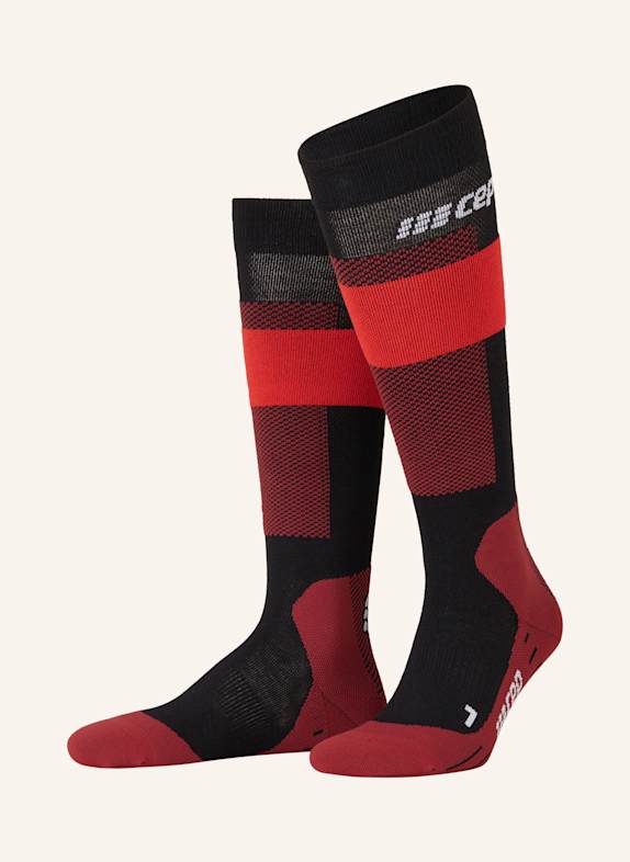 cep Skisocken MERINO COMPRESSION - TALL mit Merinowolle 341 RED