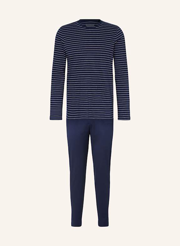 SCHIESSER Piżama CASUAL ESSENTIALS GRANATOWY/ BIAŁY