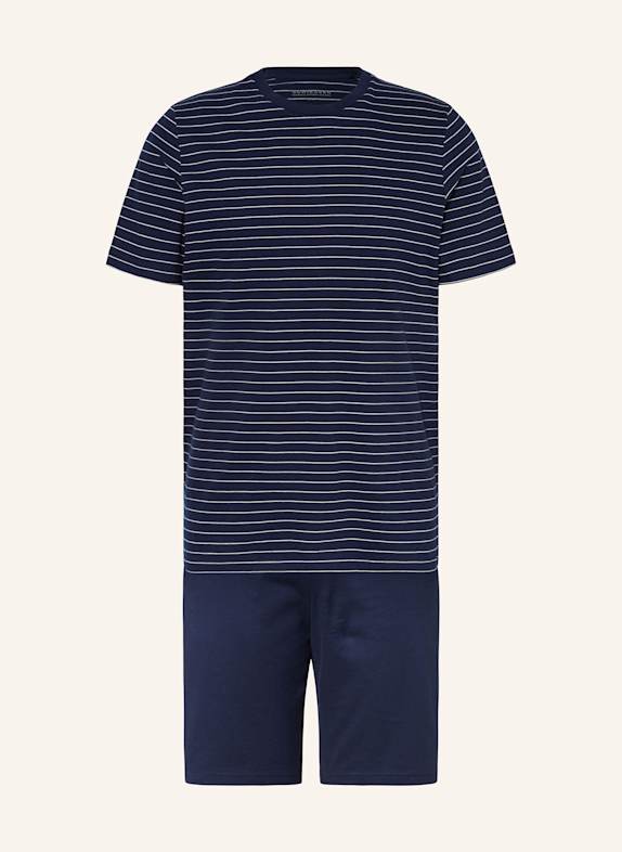 SCHIESSER Piżama z szortami CASUAL ESSENTIALS GRANATOWY/ BIAŁY