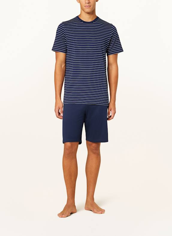 SCHIESSER Shorty-pyjamas CASUAL ESSENTIALS MÖRKBLÅ / VIT