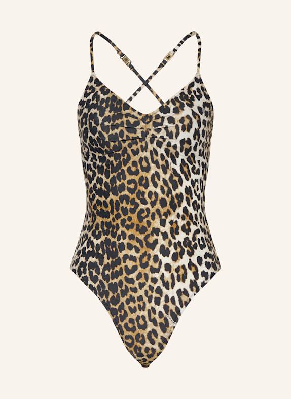 GANNI Swimsuit BLACK/ BROWN/ LIGHT BROWN