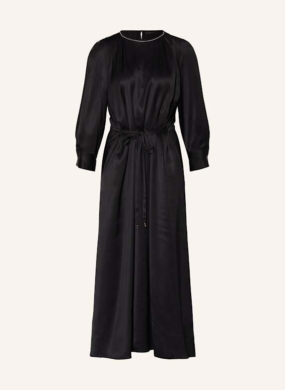 PESERICO Satin dress with cut-outs and decorative gems BLACK