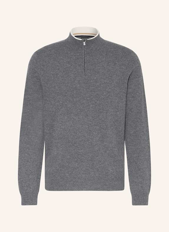 BOSS Sweter typu troyer EMARLO SZARY