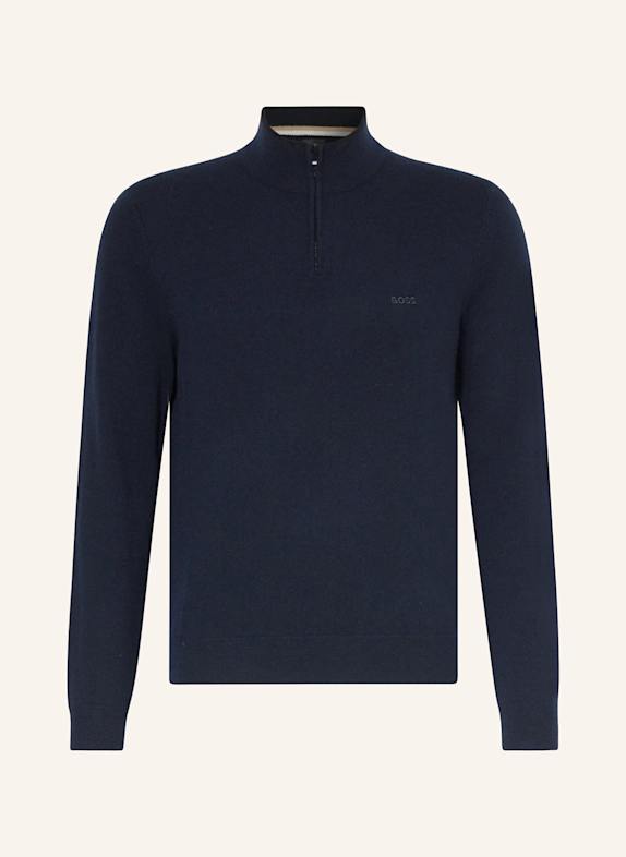 BOSS Sweter typu troyer EMARLO GRANATOWY