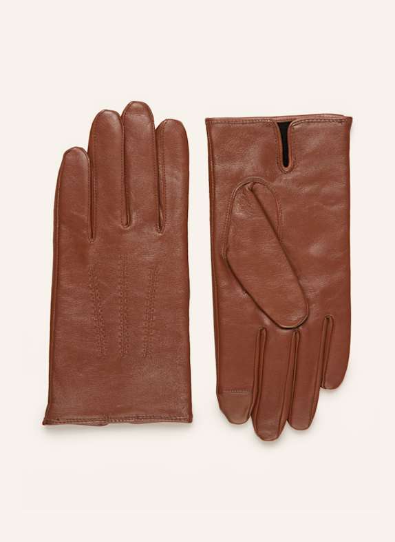 BOSS Lederhandschuhe HAINZ mit Touchscreen-Funktion COGNAC