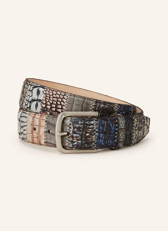 LINDENMANN Leather belt DARK BLUE/ TAUPE/ BROWN