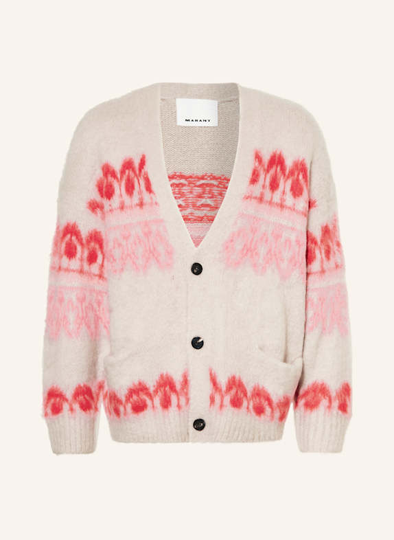 ISABEL MARANT Strickjacke DYSTON mit Mohair BEIGE/ ROSA/ ROT