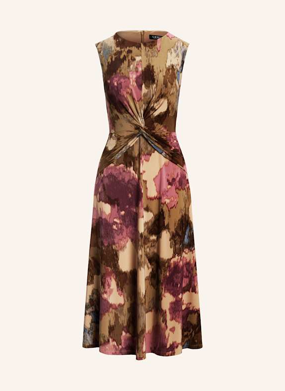 LAUREN RALPH LAUREN Jerseykleid HELLBRAUN/ FUCHSIA/ OLIV
