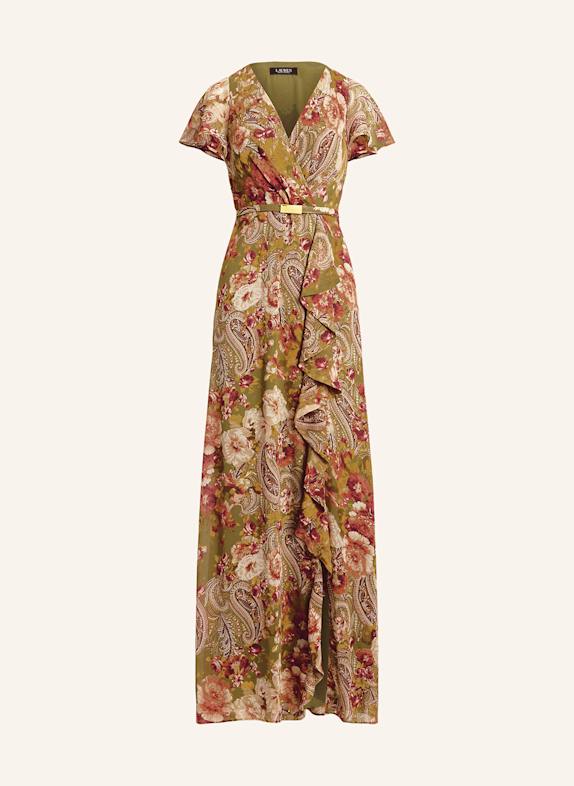 LAUREN RALPH LAUREN Kleid mit Volants OLIV/ DUNKELROT/ HELLORANGE