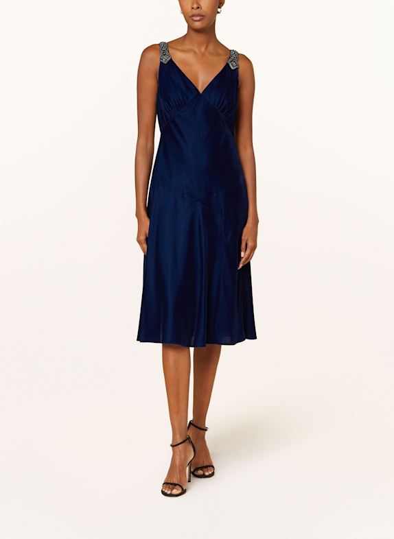 LAUREN RALPH LAUREN Kleid mit Schmuckperlen DUNKELBLAU