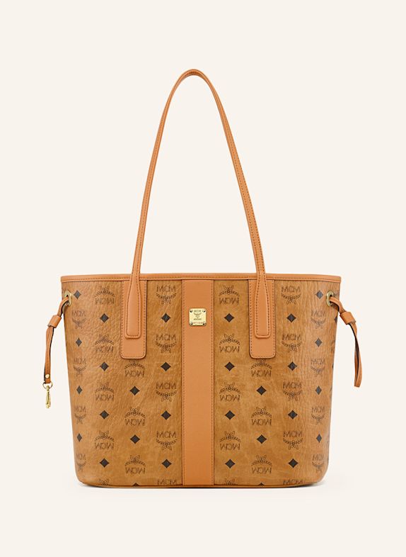 MCM LIZ SMALL reversible shopper with pouch COGNAC