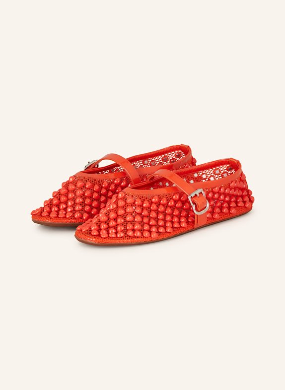 ALAÏA Mary-Jane-Ballerinas mit Schmucksteinen ORANGE