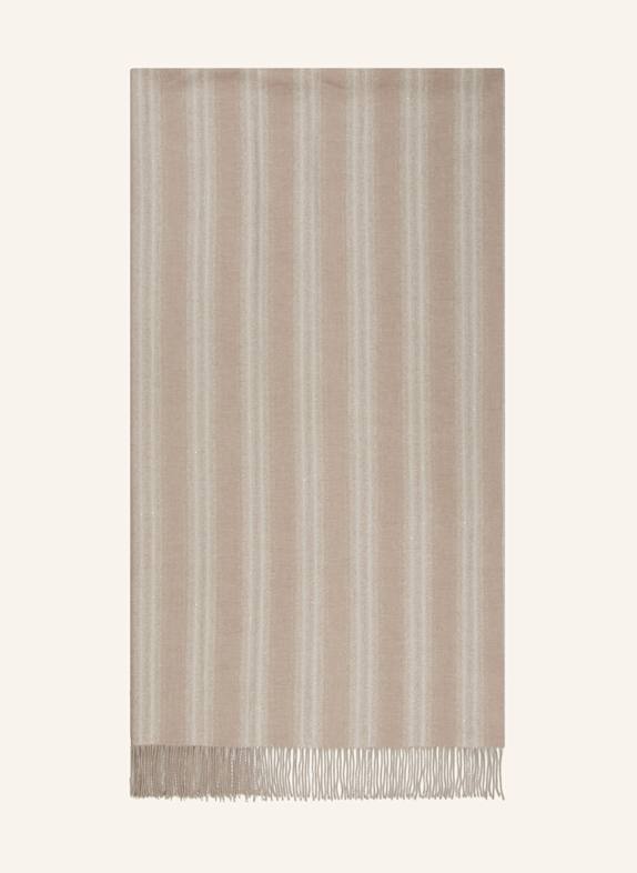 BRUNELLO CUCINELLI Cashmere-Schal mit Glitzergarn BEIGE/ CREME