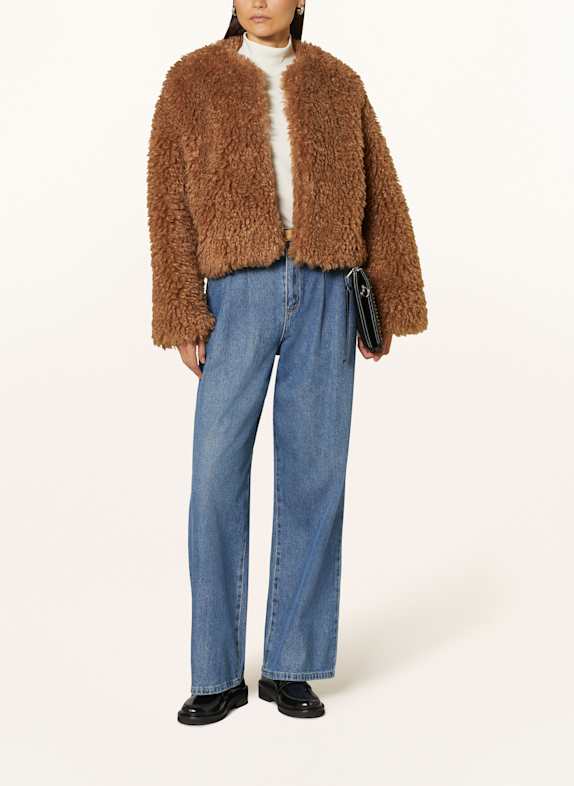 rich&royal Krótka kurtka ze sztucznego futra CAMELOWY