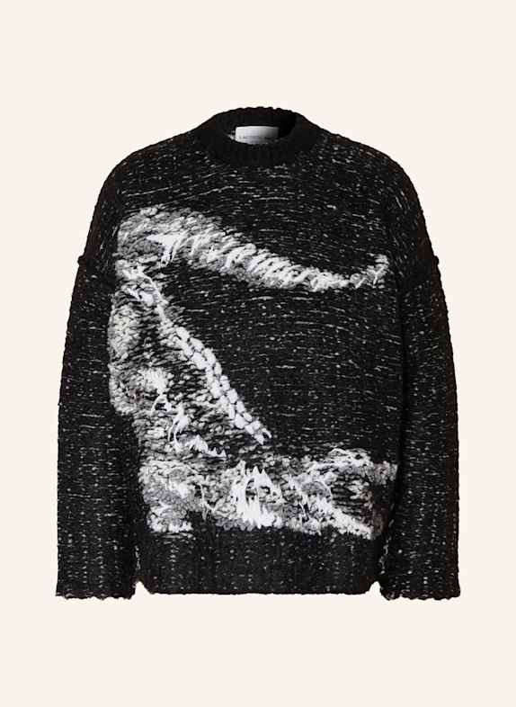 LACOSTE Pullover mit Alpaka SCHWARZ/ WEISS