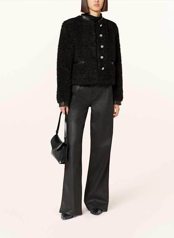 PATRIZIA PEPE Teddyfell-Jacke SCHWARZ