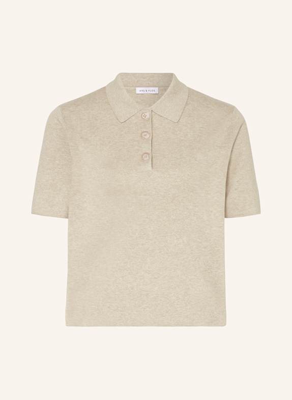 MRS & HUGS Strick-Poloshirt mit Leinen BEIGE