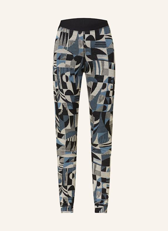 odlo Legginsy MERINO HERITAGE z wełny merino CZARNY/ NIEBIESKI/ KREMOWY