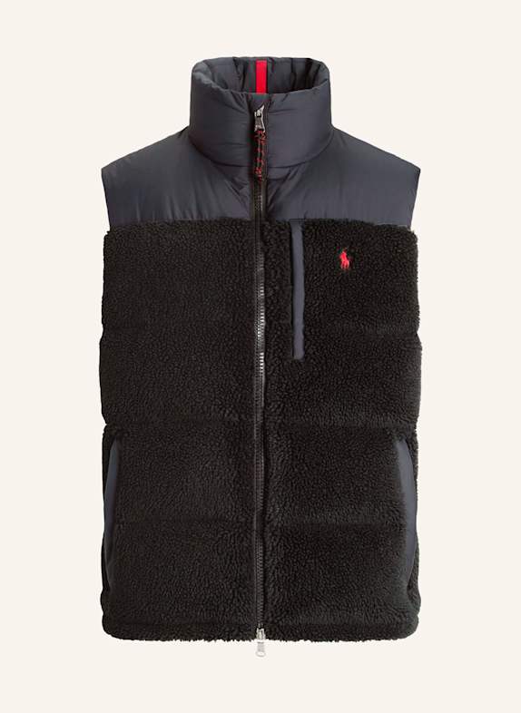 POLO RALPH LAUREN Daunenweste mit Teddyfell SCHWARZ