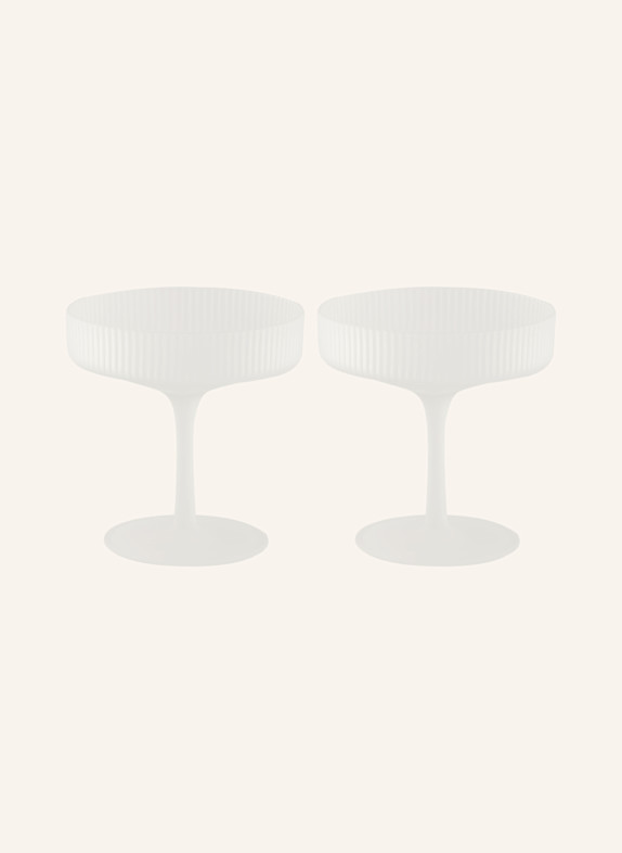 Ferm LIVING Sada 2 skleniček na šampaňské RIPPLE BÍLÁ