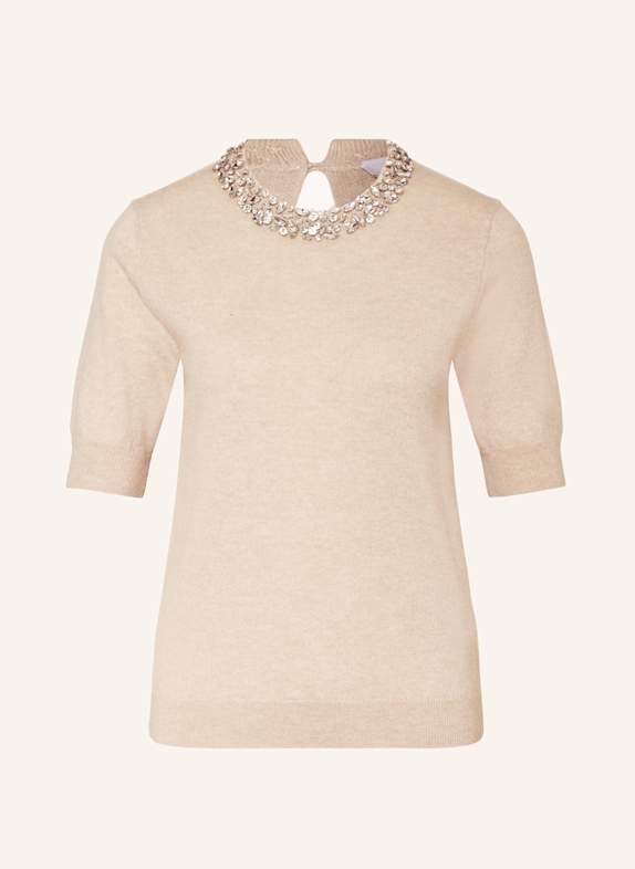 RIANI Strickshirt mit Cashmere und Schmucksteinen BEIGE