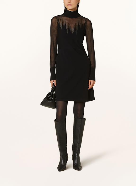 RIANI Knit dress with mesh and glitter thread BLACK