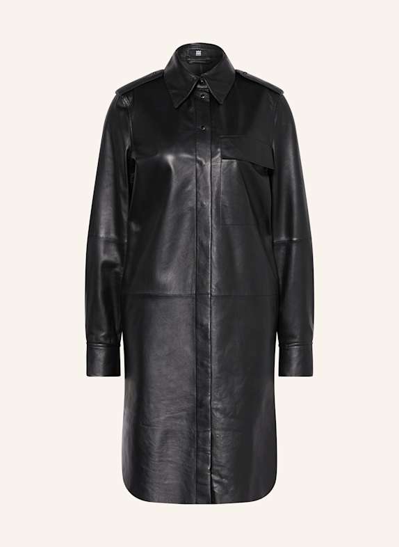 RIANI Hemdblusenkleid aus Leder SCHWARZ