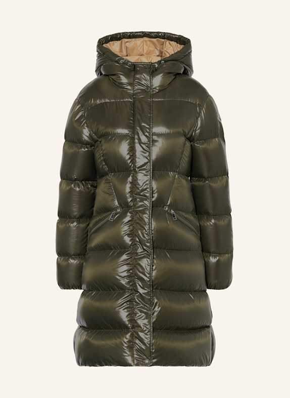MONCLER Płaszcz puchowy BELLEVUE CIEMNOZIELONY