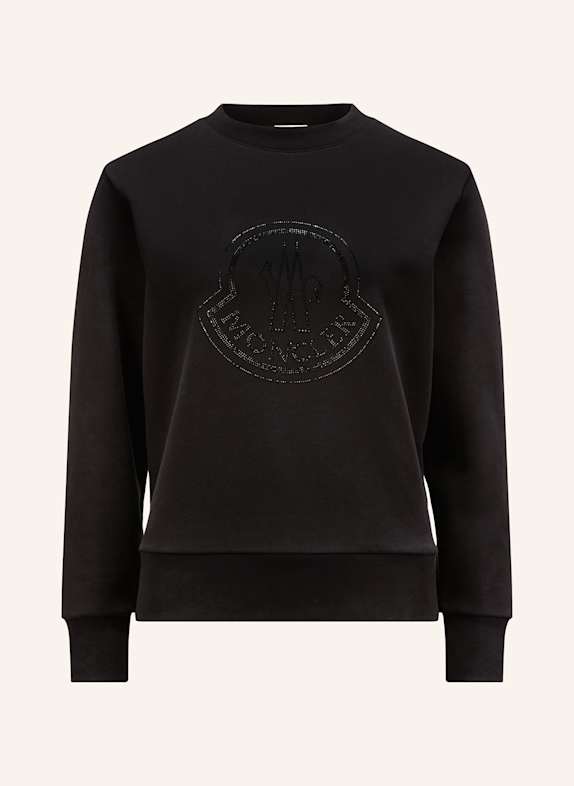 MONCLER Bluza nierozpinana z ozdobnymi kamykami CZARNY