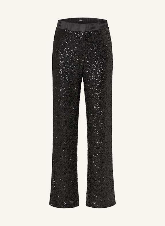 MORE & MORE Wide leg trousers with sequins BLACK