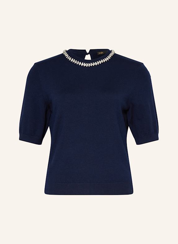 maje Strickshirt mit Schmucksteinen DUNKELBLAU