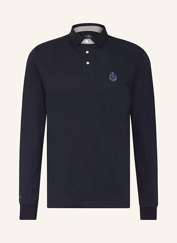 HACKETT LONDON Polokošile z piké Classic Fit TMAVĚ MODRÁ