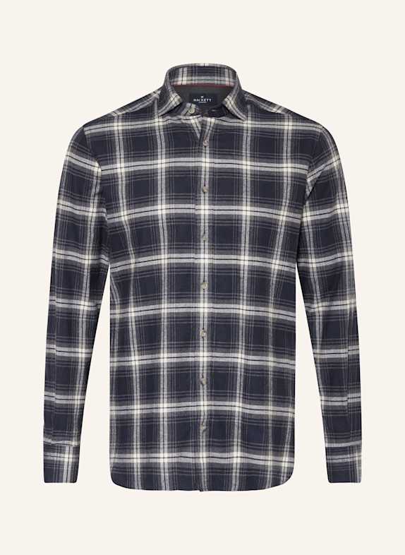 HACKETT LONDON Flanellhemd Slim Fit DUNKELBLAU/ CREME/ GRAU