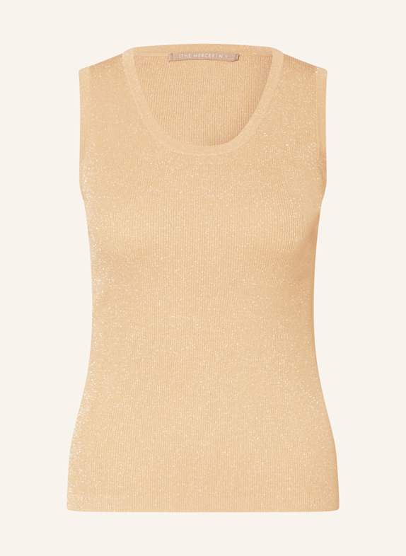 (THE MERCER) N.Y. Stricktop mit Glitzergarn HELLBRAUN/ SILBER
