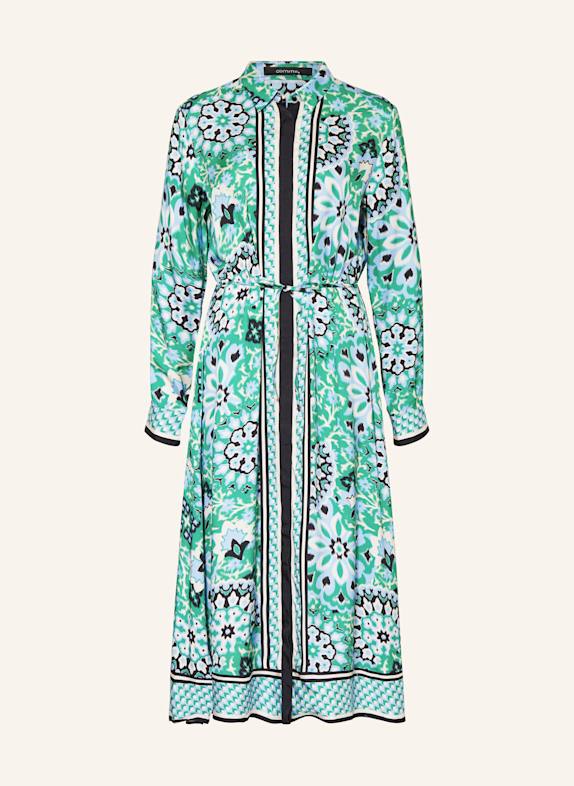 comma Shirt dress in satin GREEN/ LIGHT BLUE/ CREAM